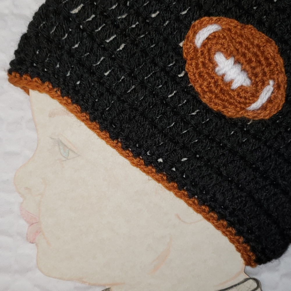 Handmade Football Hat. Sports. Crochet Beanie